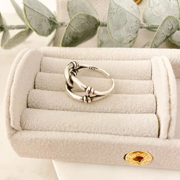 925 Sterling Silver Minimalist Ring Chain Ring Dainty Ring Band Buckle Ring - Picture 9 of 9